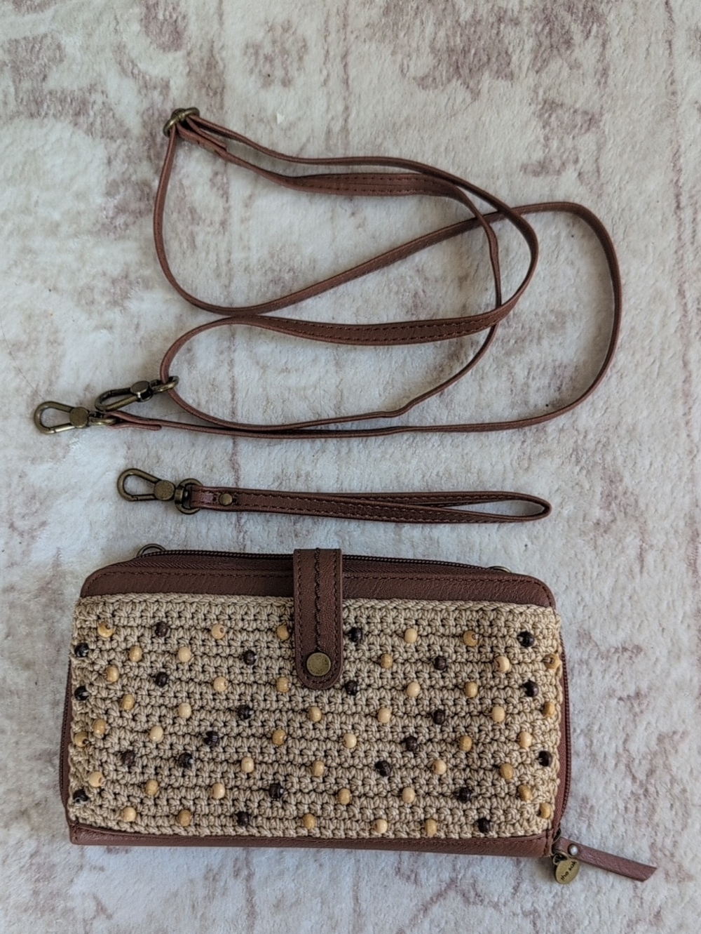 The Sak Brown Woven Crossbody, Clutch Or Wristlet Wallet